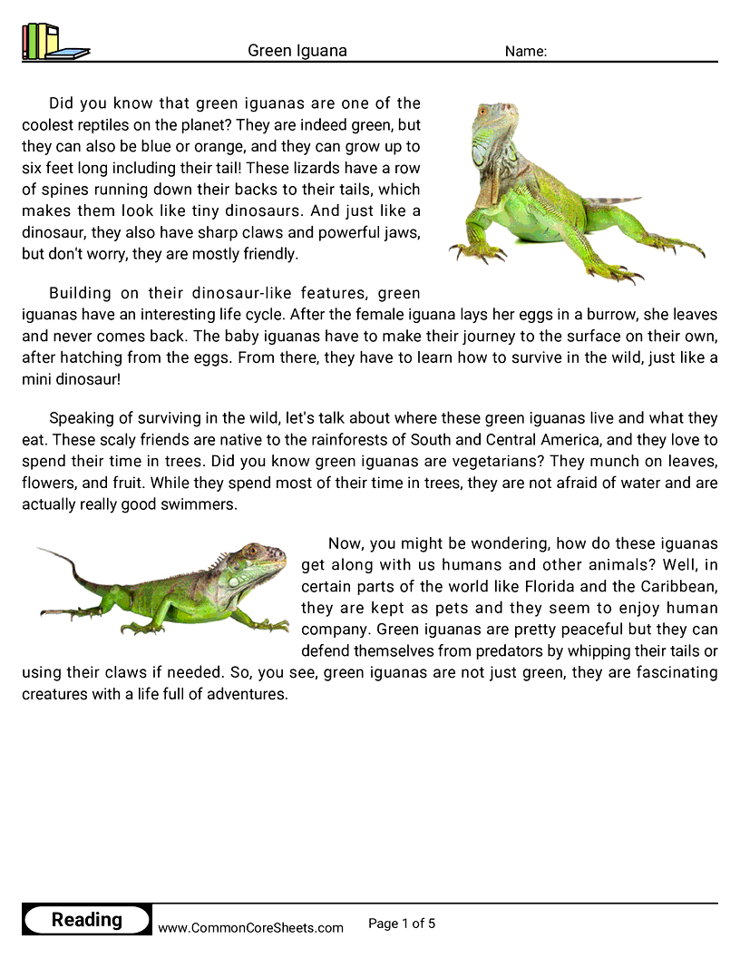  - green-iguana worksheet