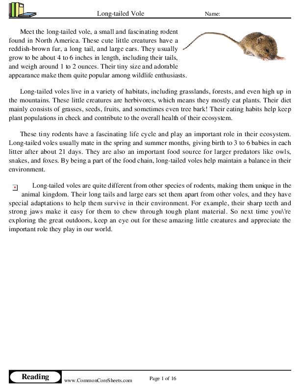  - long-tailed-vole worksheet