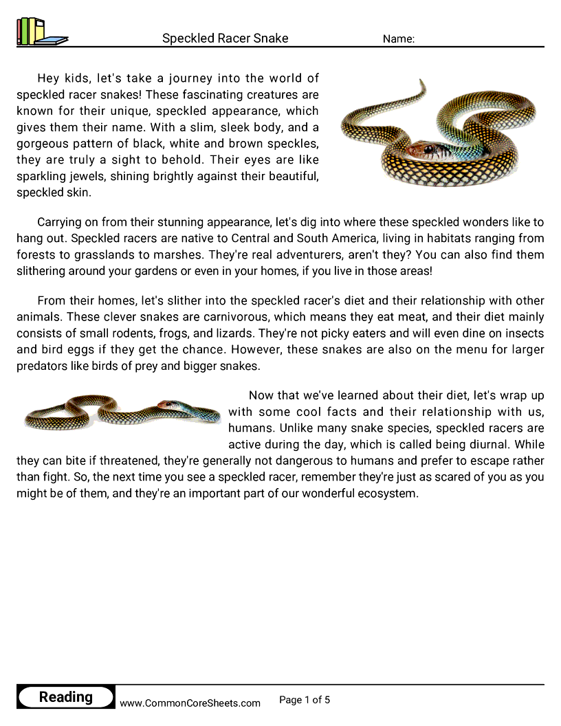  - speckled-racer-snake worksheet