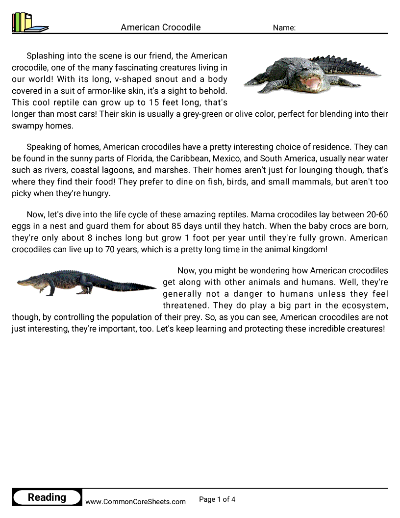  - american-crocodile worksheet