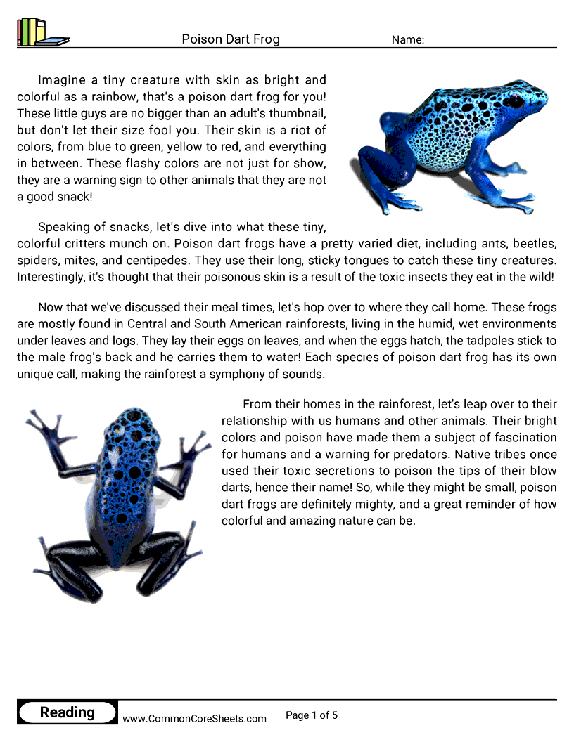  - poison-dart-frog worksheet