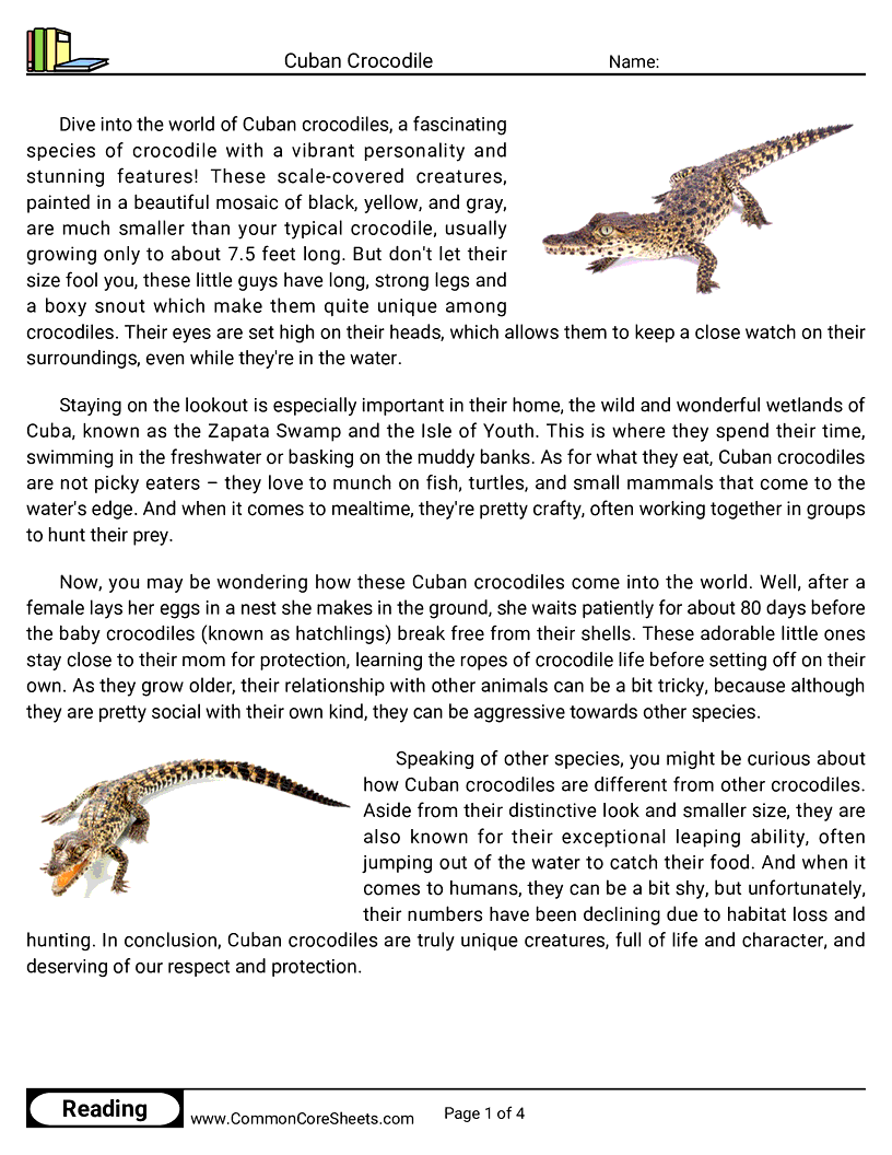  - cuban-crocodile worksheet