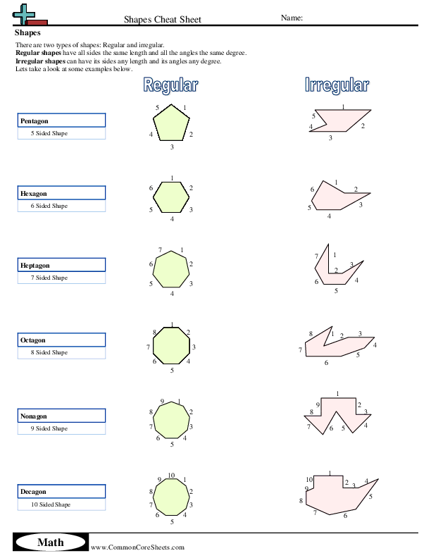  - shapes worksheet