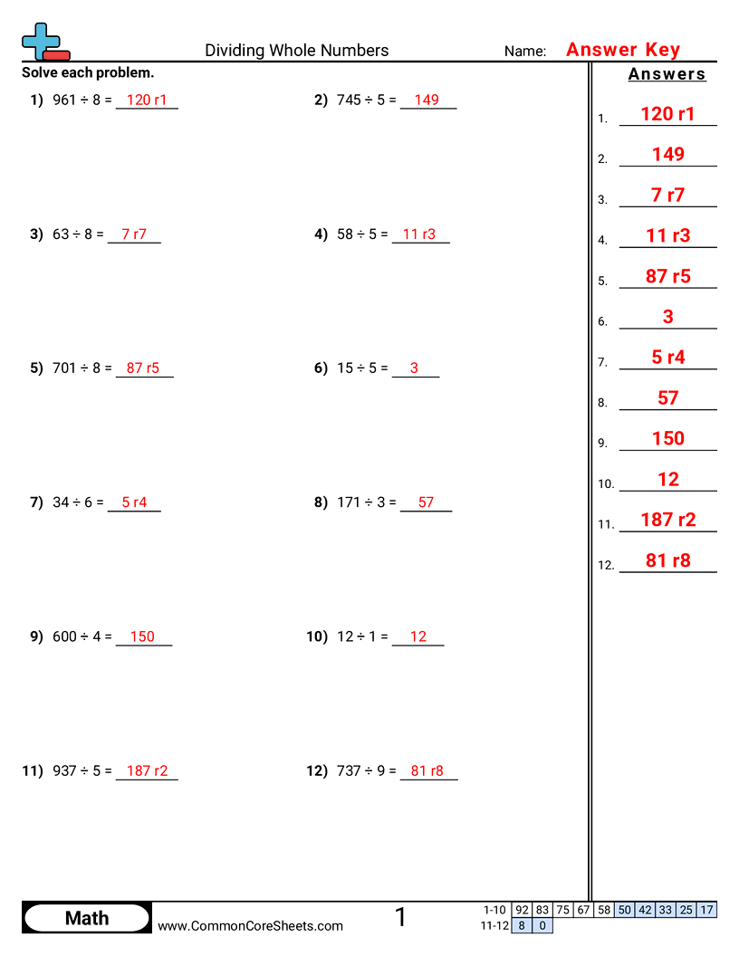 4.N.2.5 Worksheets - horizontal-division worksheet