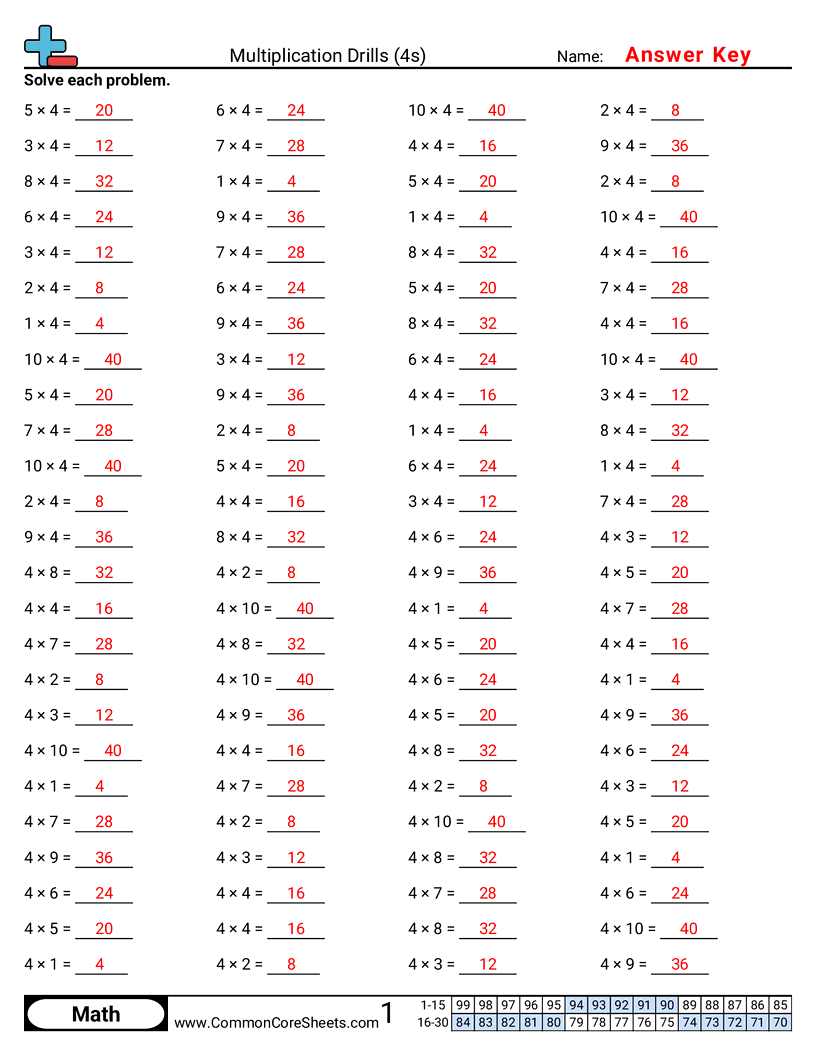  - 4s-horizontal worksheet