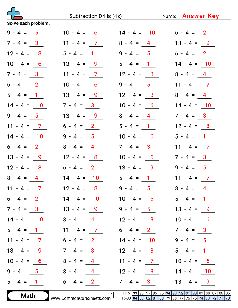  - 4s-horizontal worksheet
