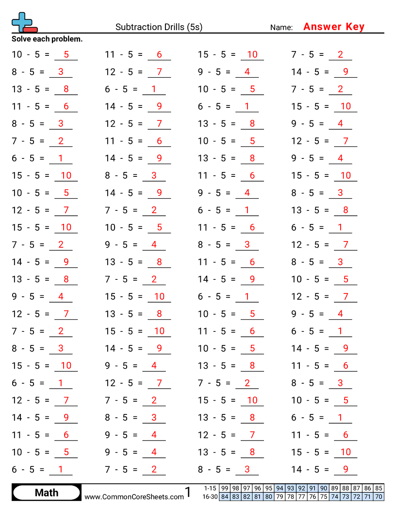  - 5s-horizontal worksheet