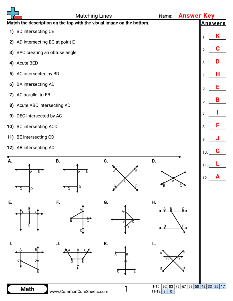 Lines Worksheets - matching-lines worksheet
