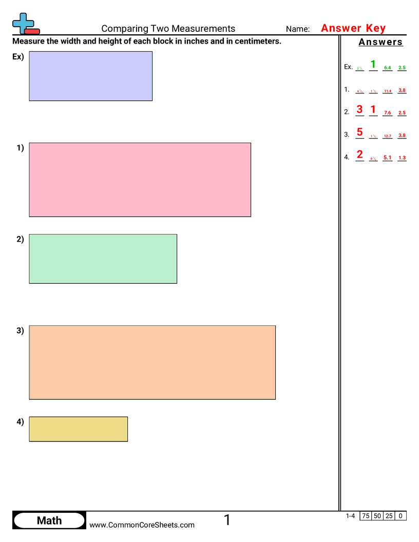 american and metric Worksheets - comparing-two-measurements-width-height worksheet