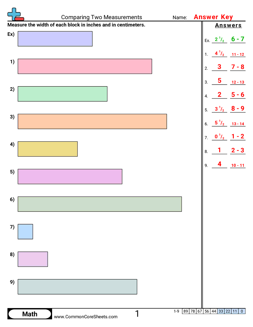 american and metric Worksheets - comparing-objects-width worksheet