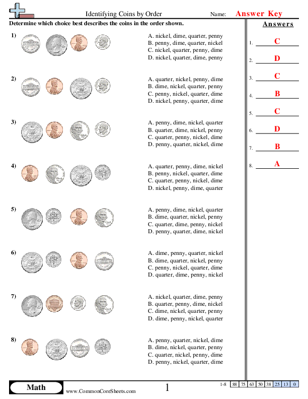  - identifying-coins-by-order worksheet