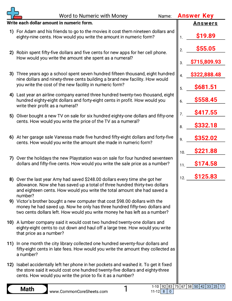 4.N.4.2 Worksheets - writing-value worksheet