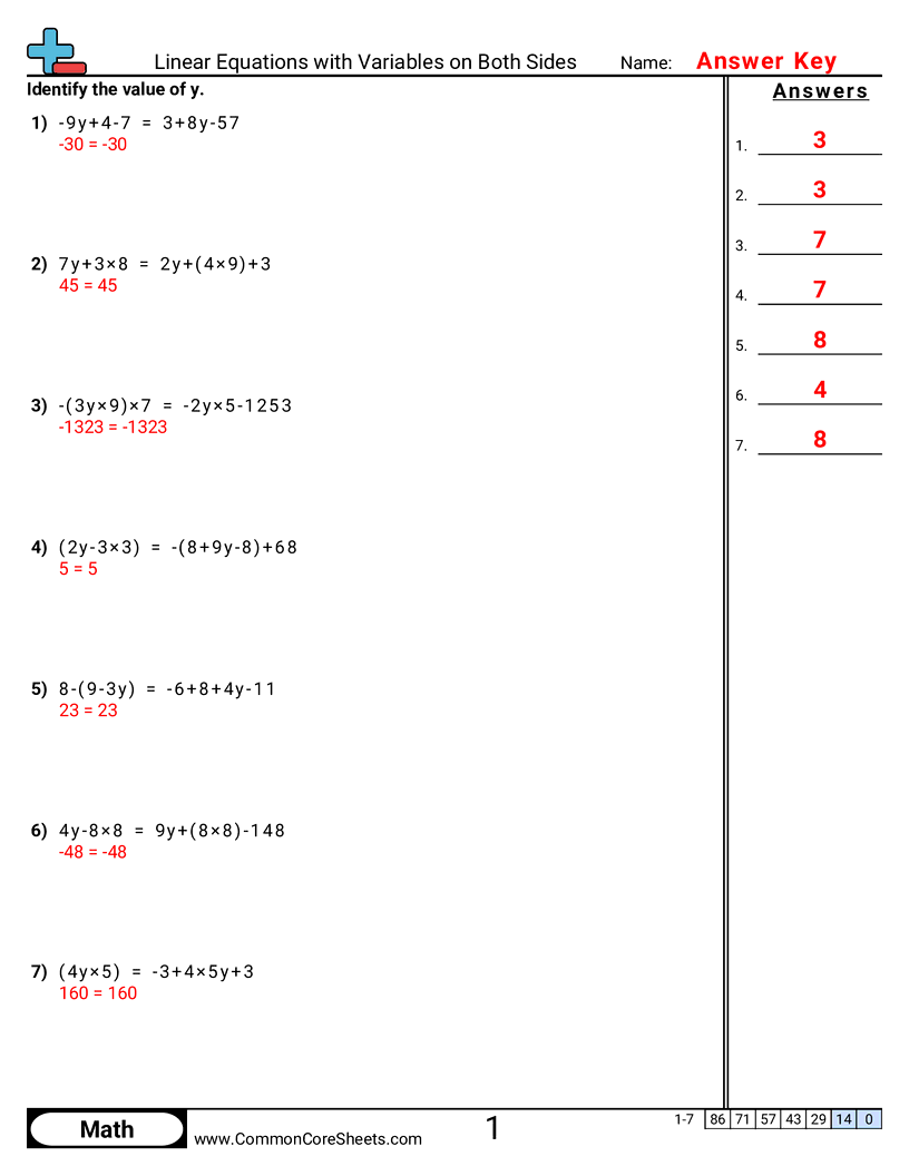 PA.A.4.1 Worksheets - linear-equations-with-variables-on-both-sides worksheet