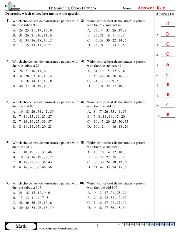  - determining-correct-pattern worksheet