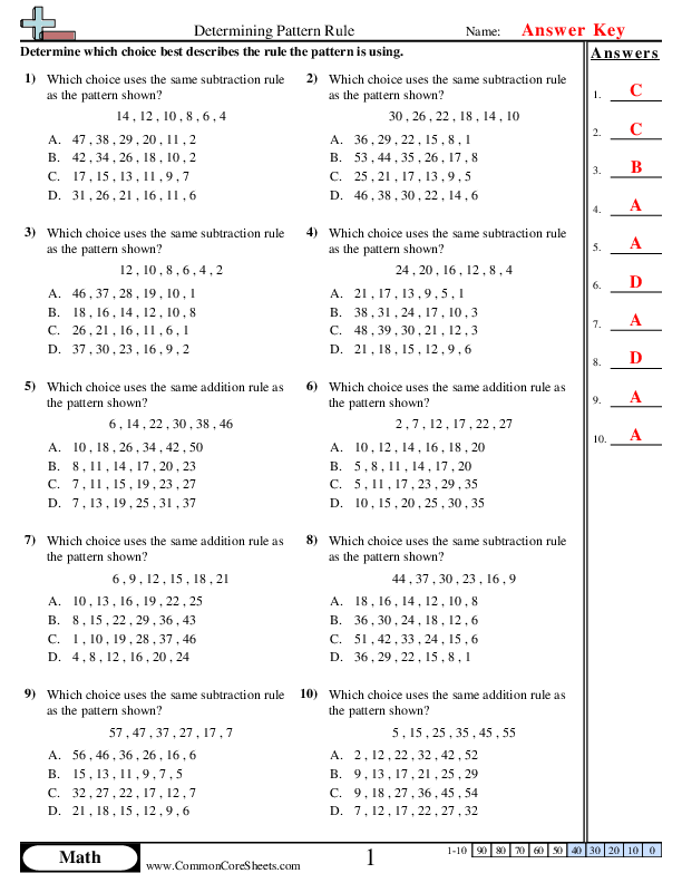  - finding-same-pattern-rule worksheet